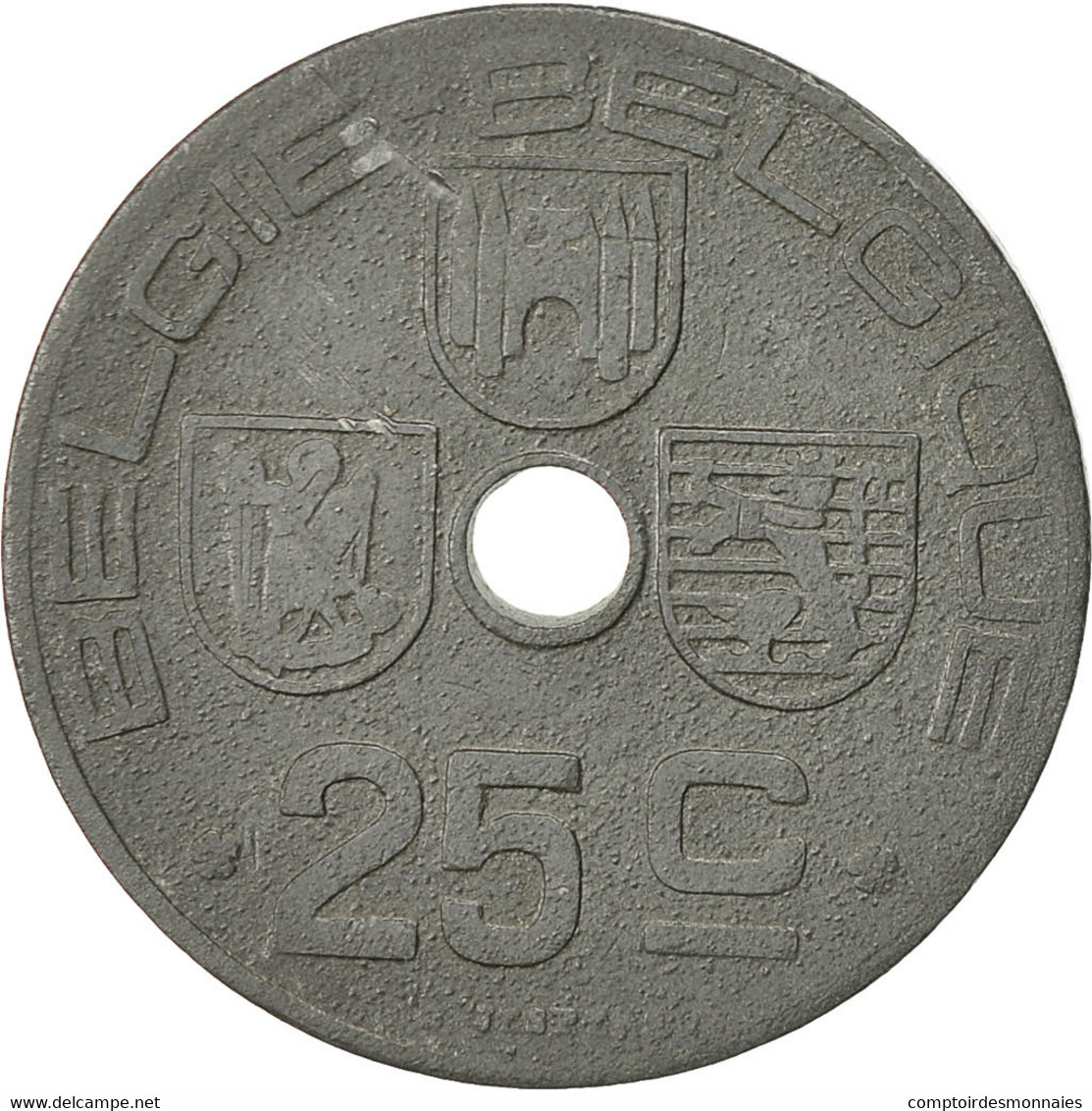 Monnaie, Belgique, 25 Centimes, 1942, TTB, Zinc, KM:132 - 25 Centimes