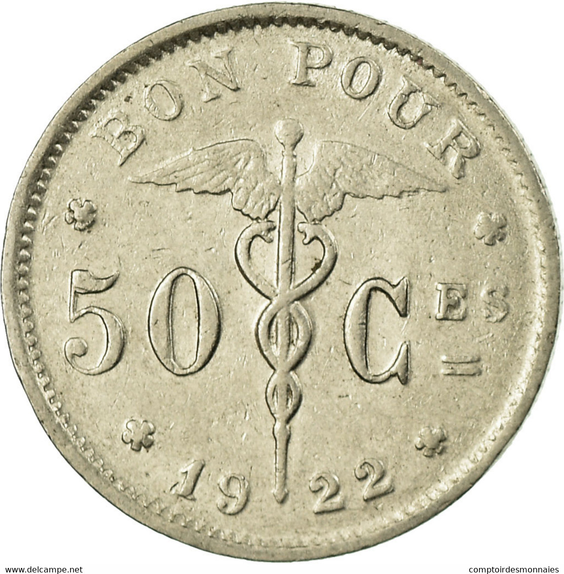Monnaie, Belgique, 50 Centimes, 1922, TTB, Nickel, KM:87 - 50 Cent