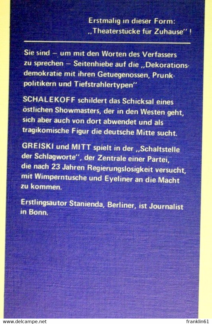 Schalekoff Und Greiski Und Mitt. Zwei Theaterstücke Für Zuhause. - Teatro E Danza