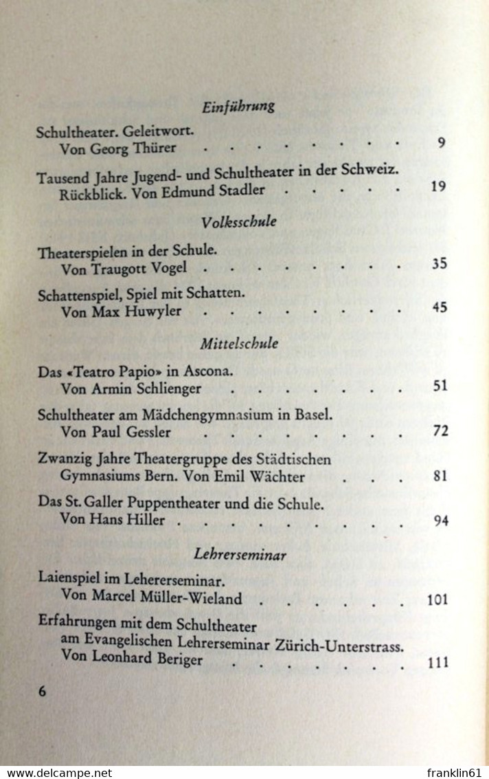 Schweizer Schultheater. 1946-1966. - Theater & Tanz