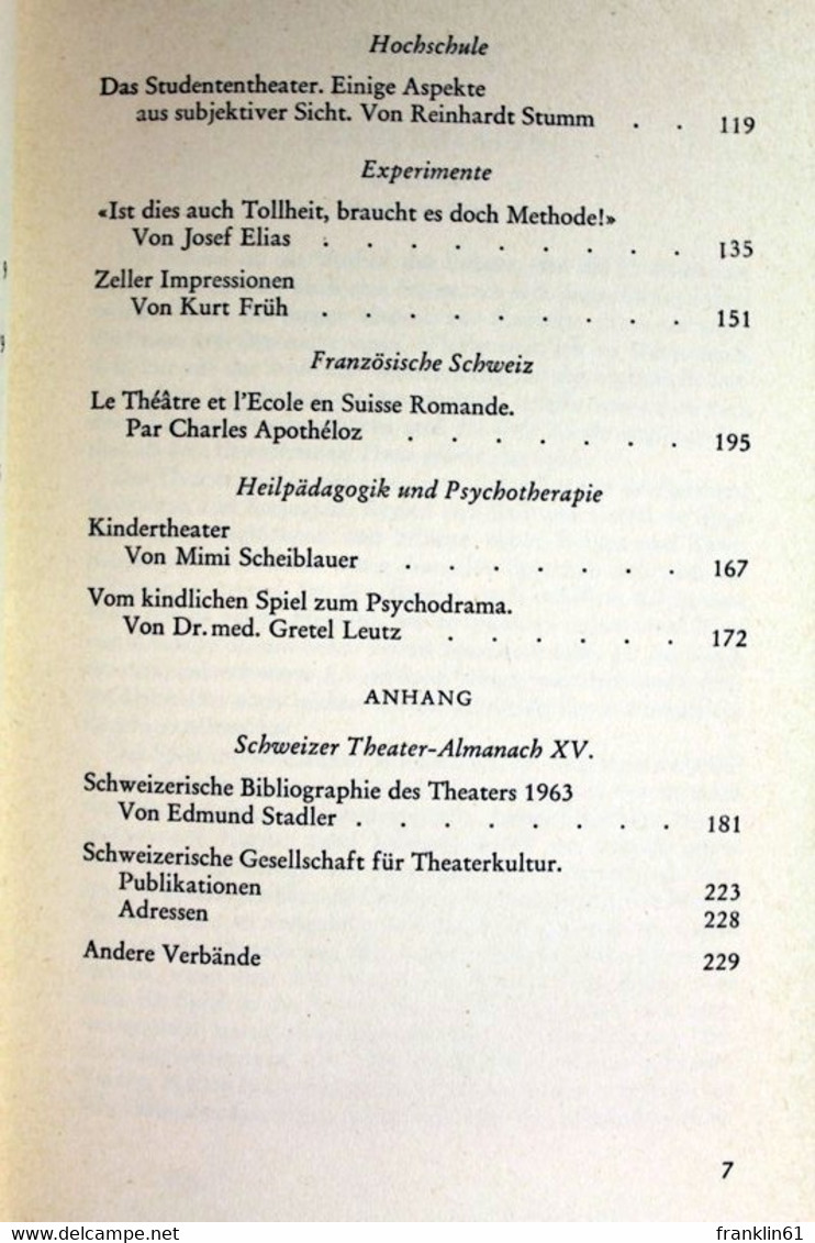 Schweizer Schultheater. 1946-1966. - Théâtre & Danse