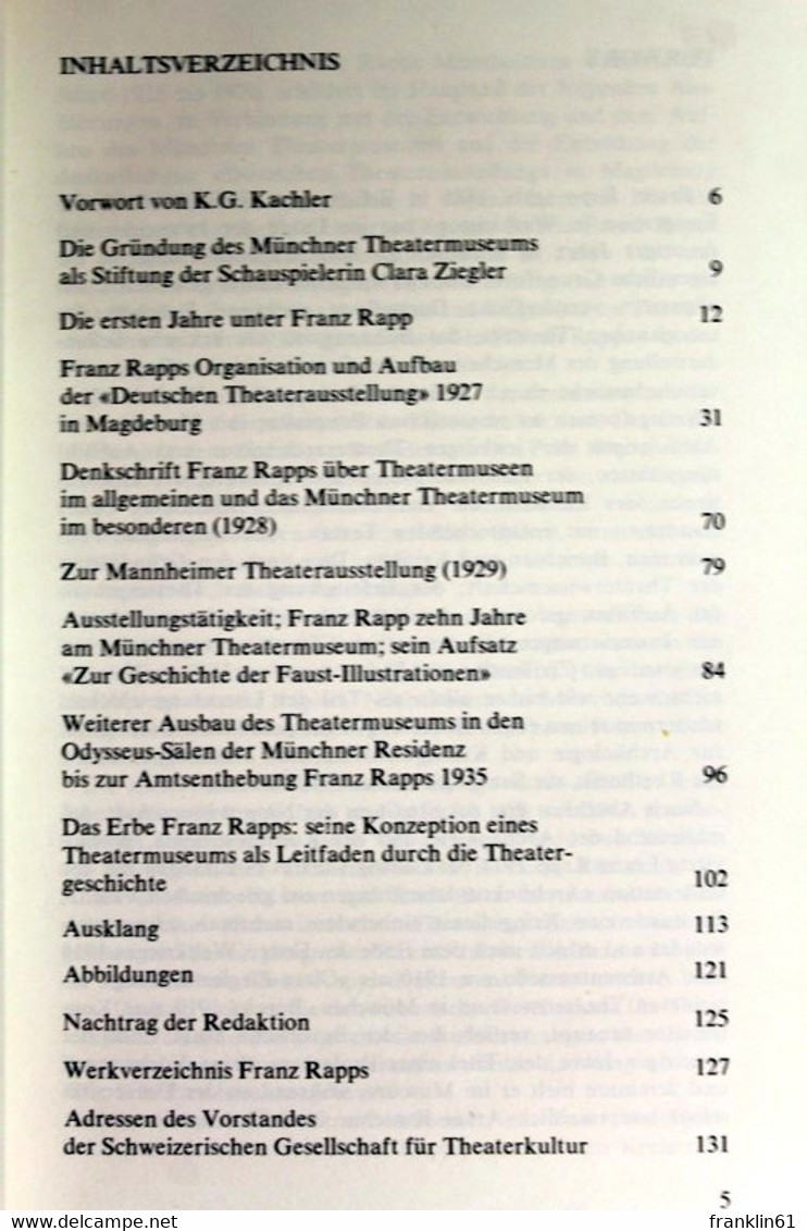 Franz Rapp (1885-1951)  Und Das Münchner Theatermuseum.  Aufzeichnungen Seiner Mitarbeiterin Gertrud Hille - Teatro & Danza