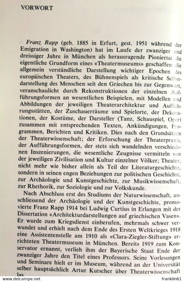 Franz Rapp (1885-1951)  Und Das Münchner Theatermuseum.  Aufzeichnungen Seiner Mitarbeiterin Gertrud Hille - Theatre & Dance