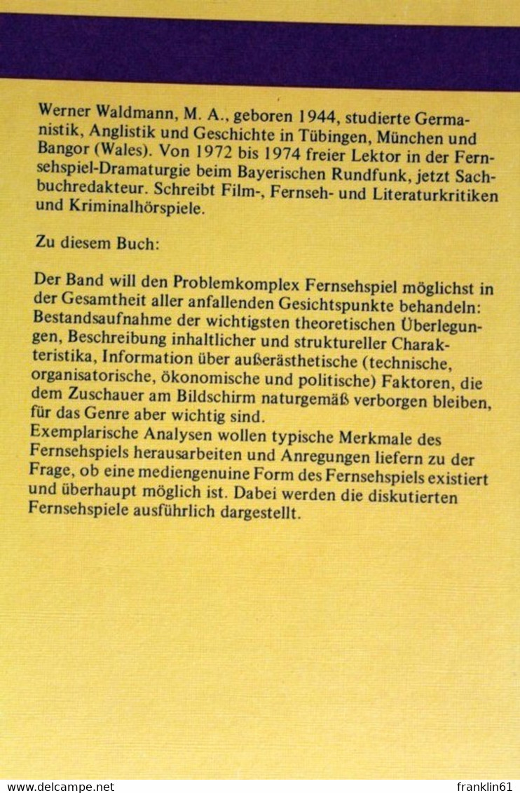 Das Deutsche Fernsehspiel : Ein Systematischer Überblick. - Teatro & Danza