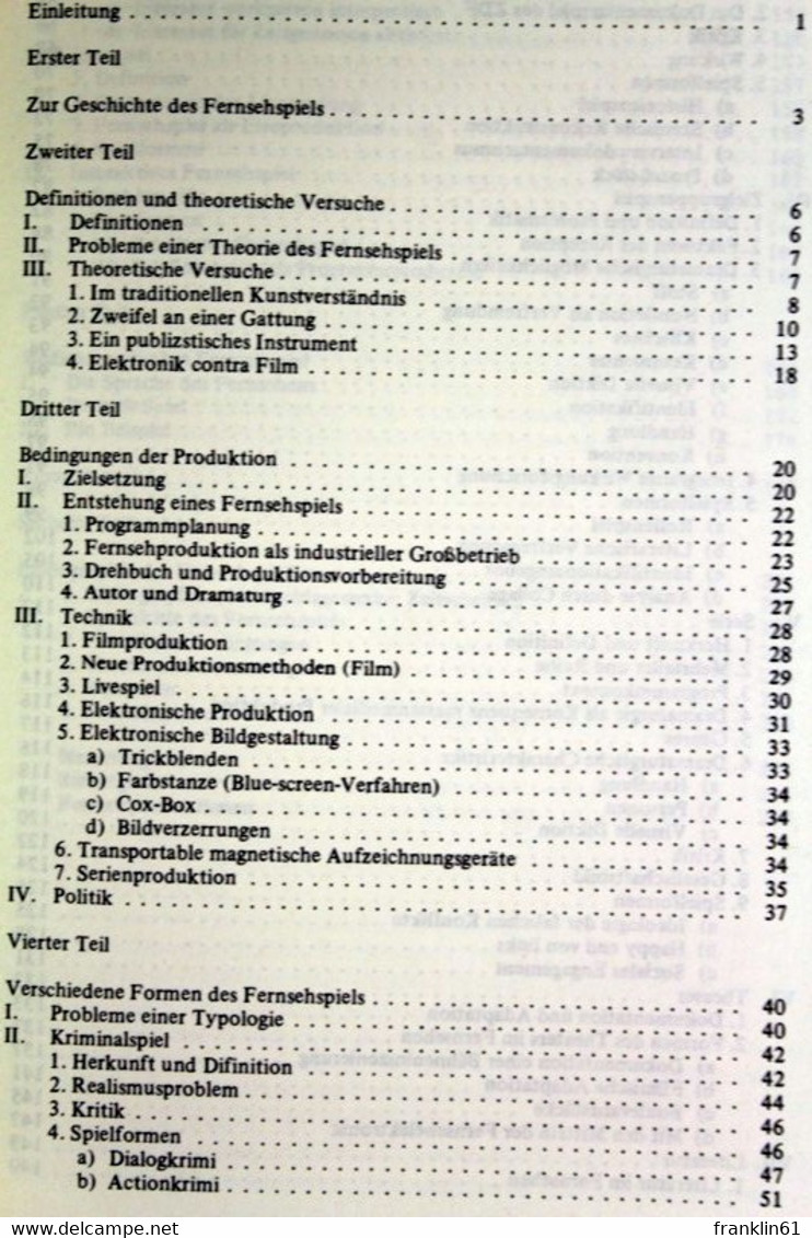 Das Deutsche Fernsehspiel : Ein Systematischer Überblick. - Teatro E Danza