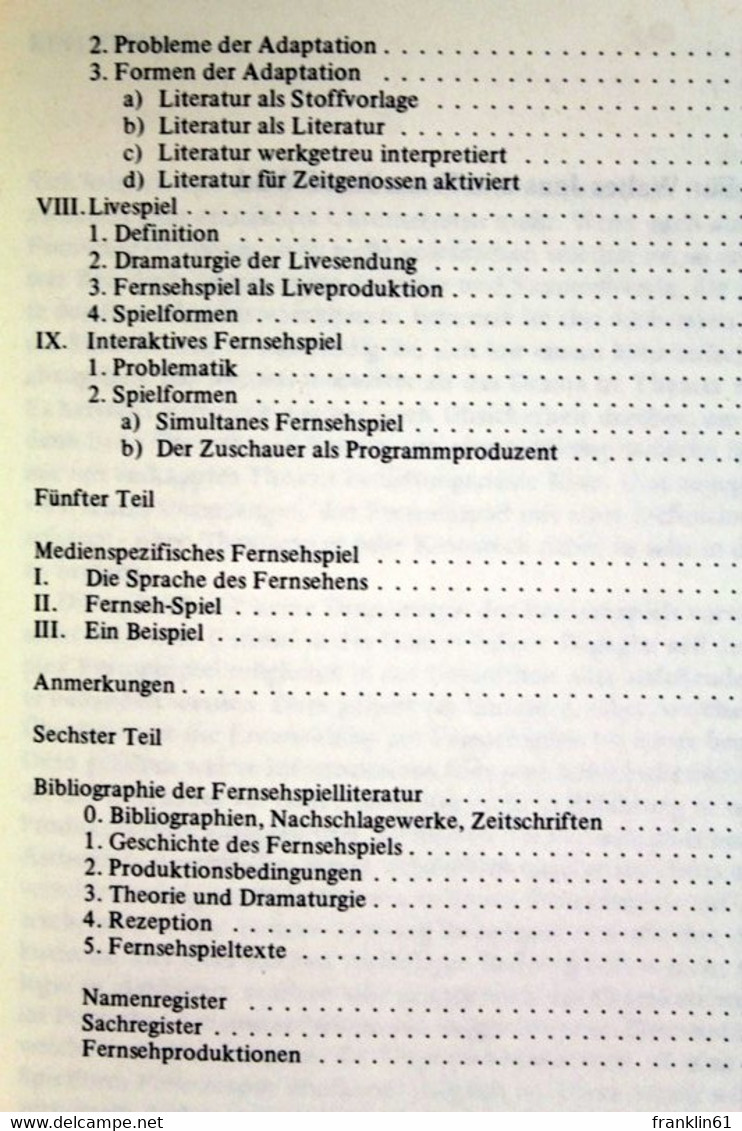 Das Deutsche Fernsehspiel : Ein Systematischer Überblick. - Theater & Tanz