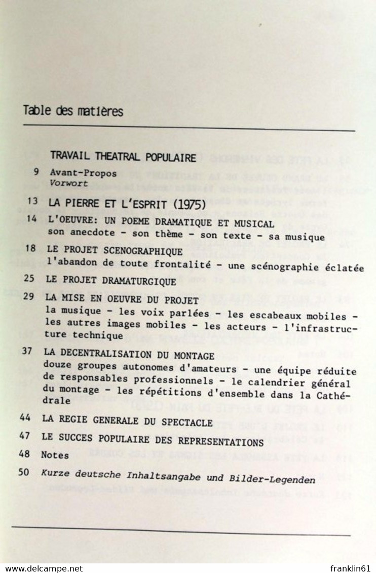 Volkstheaterarbeit. Bericht Von Charles Apotheloz über 4 Festspielinszenierungen Mit Laiendarstellern (1975-19 - Theatre & Dance