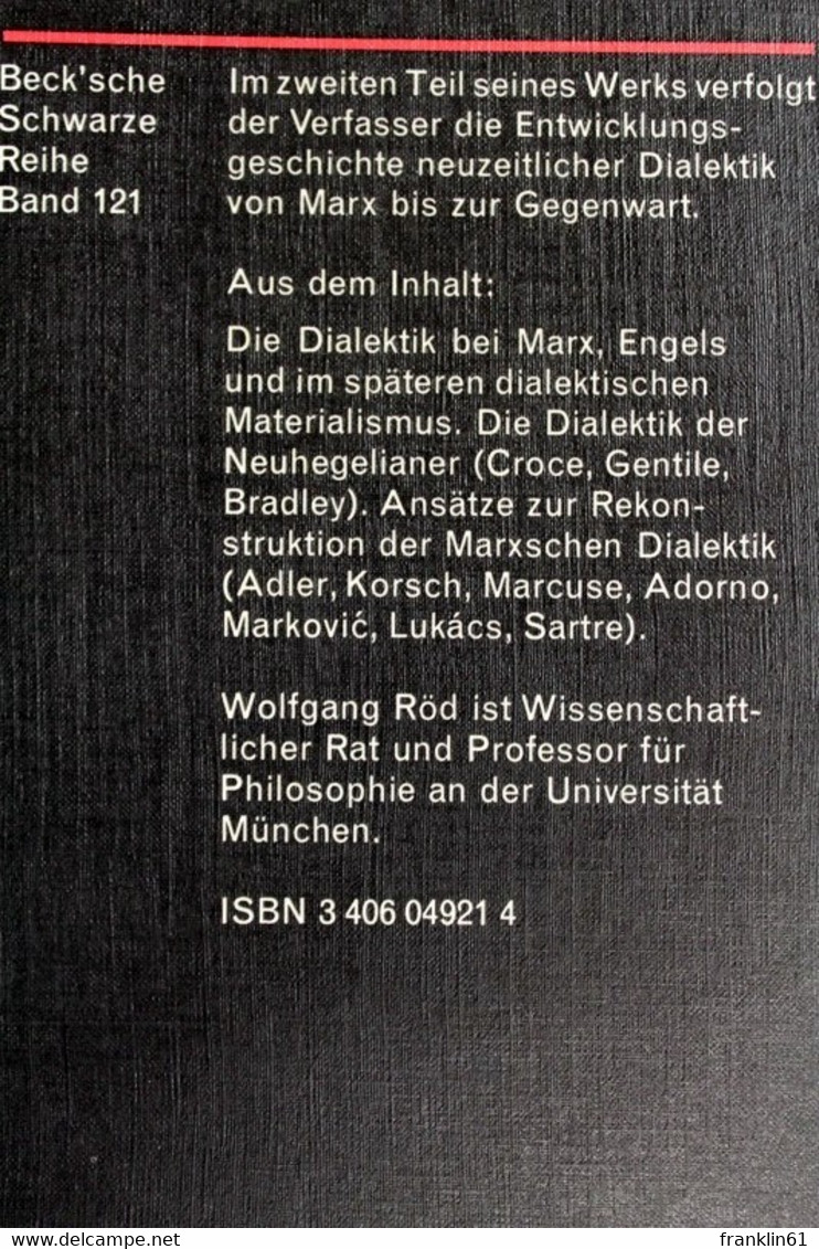 Dialektische Philosophie Der Neuzeit; Teil: Bd. 2., Von Marx Bis Zur Gegenwart. - Filosofía