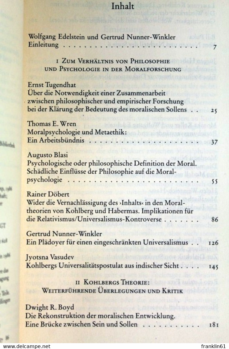 Zur Bestimmung Der Moral. Philosophische Und Sozialwissenschaftliche Beiträge Zur Moralforschung. - Philosophy