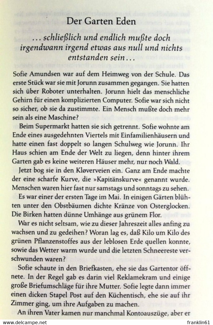 Sofies Welt : Roman über Die Geschichte Der Philosophie. - Philosophy