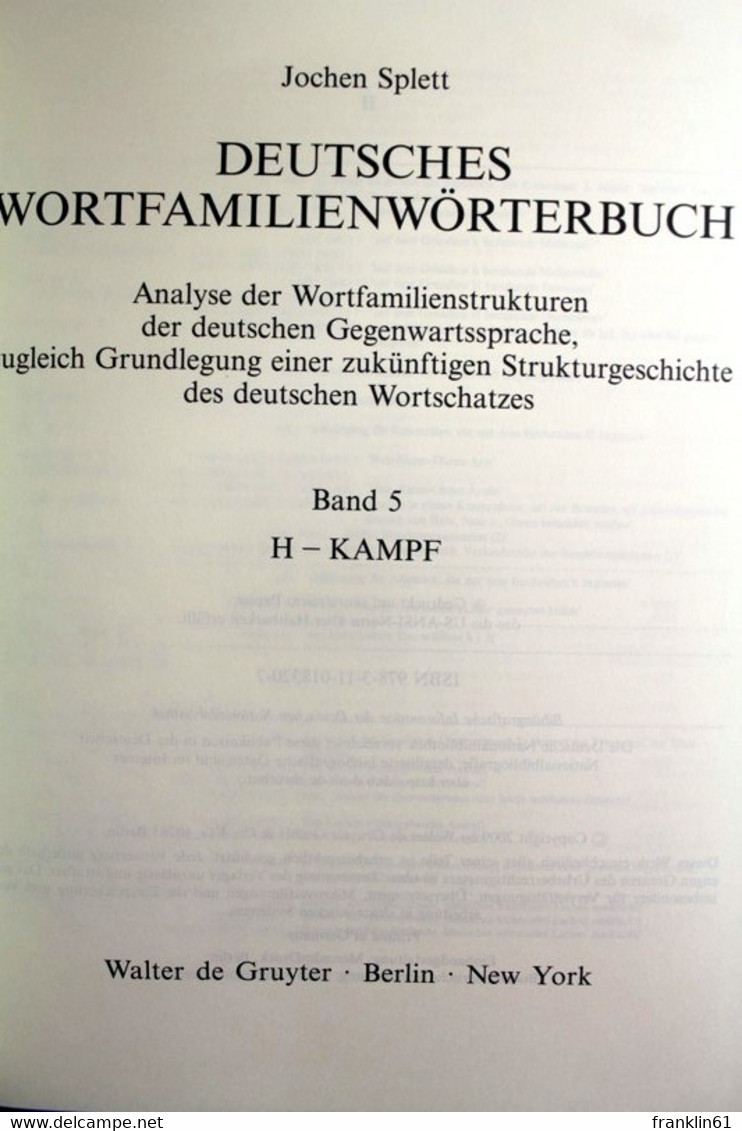 Deutsches Wortfamilienwörterbuch; Band 5, H -Kampf - Lexiques