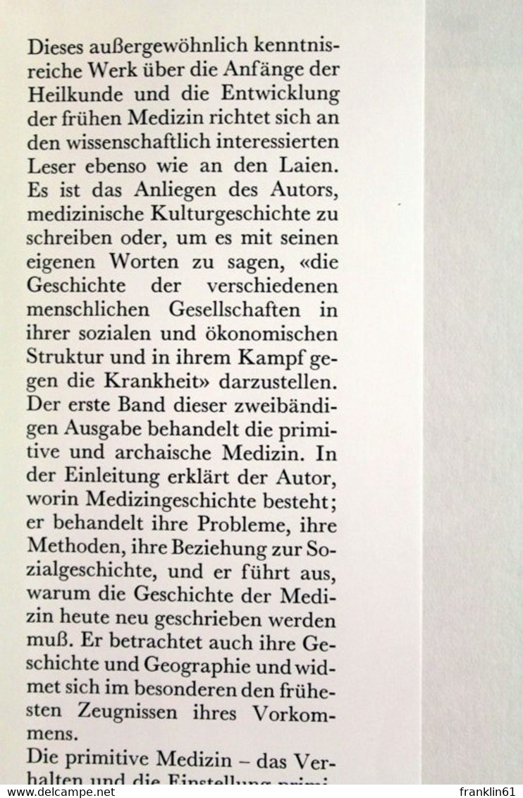 Anfänge Der Medizin : Von D. Primitiven U. Archaischen Medizin Bis Zum Goldenen Zeitalter In Griechenland. - Health & Medecine