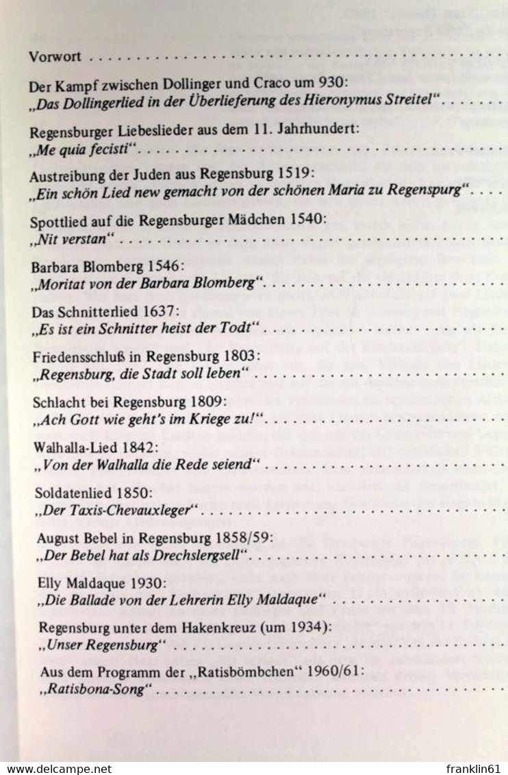 Regensburger Liederbuch : Eine Stadtgeschichte In Noten. - Musik