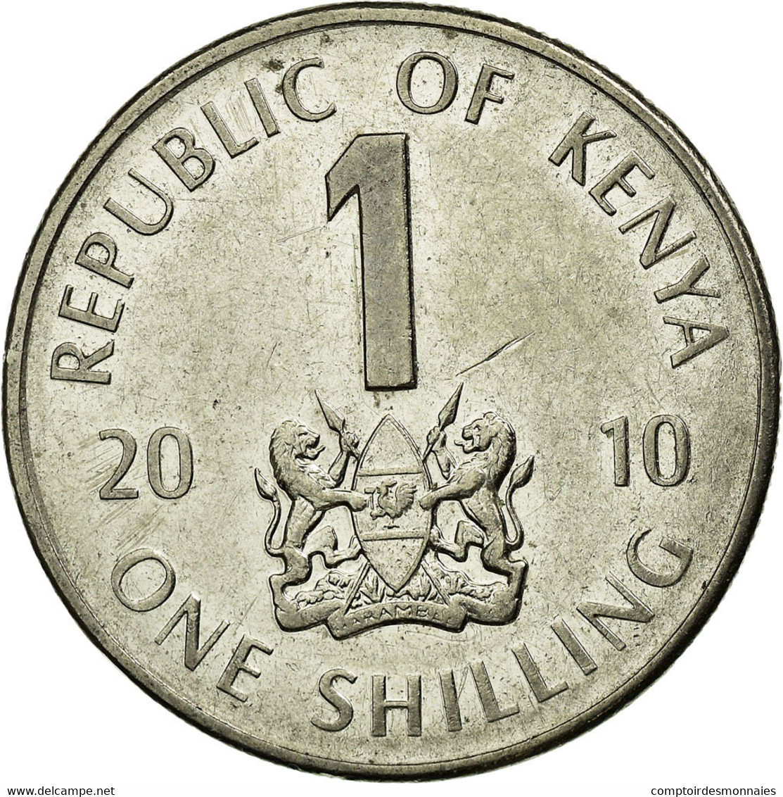 Monnaie, Kenya, Shilling, 2010, British Royal Mint, TTB, Nickel Plated Steel - Kenya