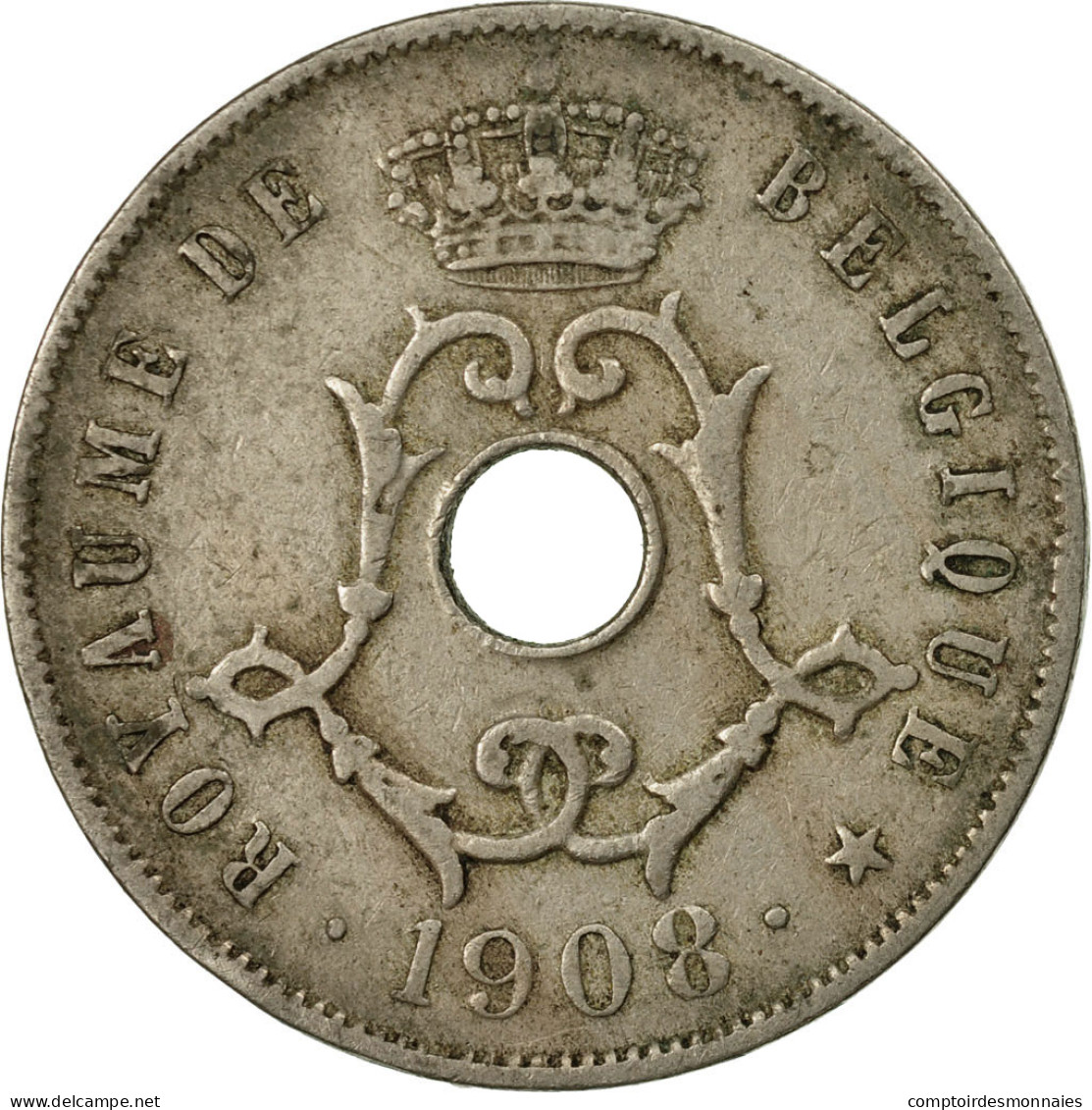 Monnaie, Belgique, 25 Centimes, 1908, TB+, Copper-nickel, KM:62 - 25 Cents