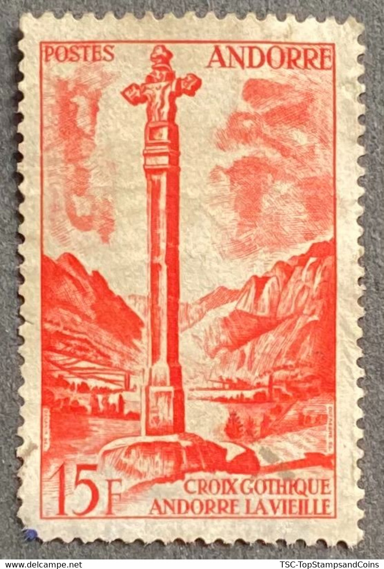 ADFR0146U - Paysages De La Principauté - 15 F Used Stamp - French Andorra - 1955 - Oblitérés
