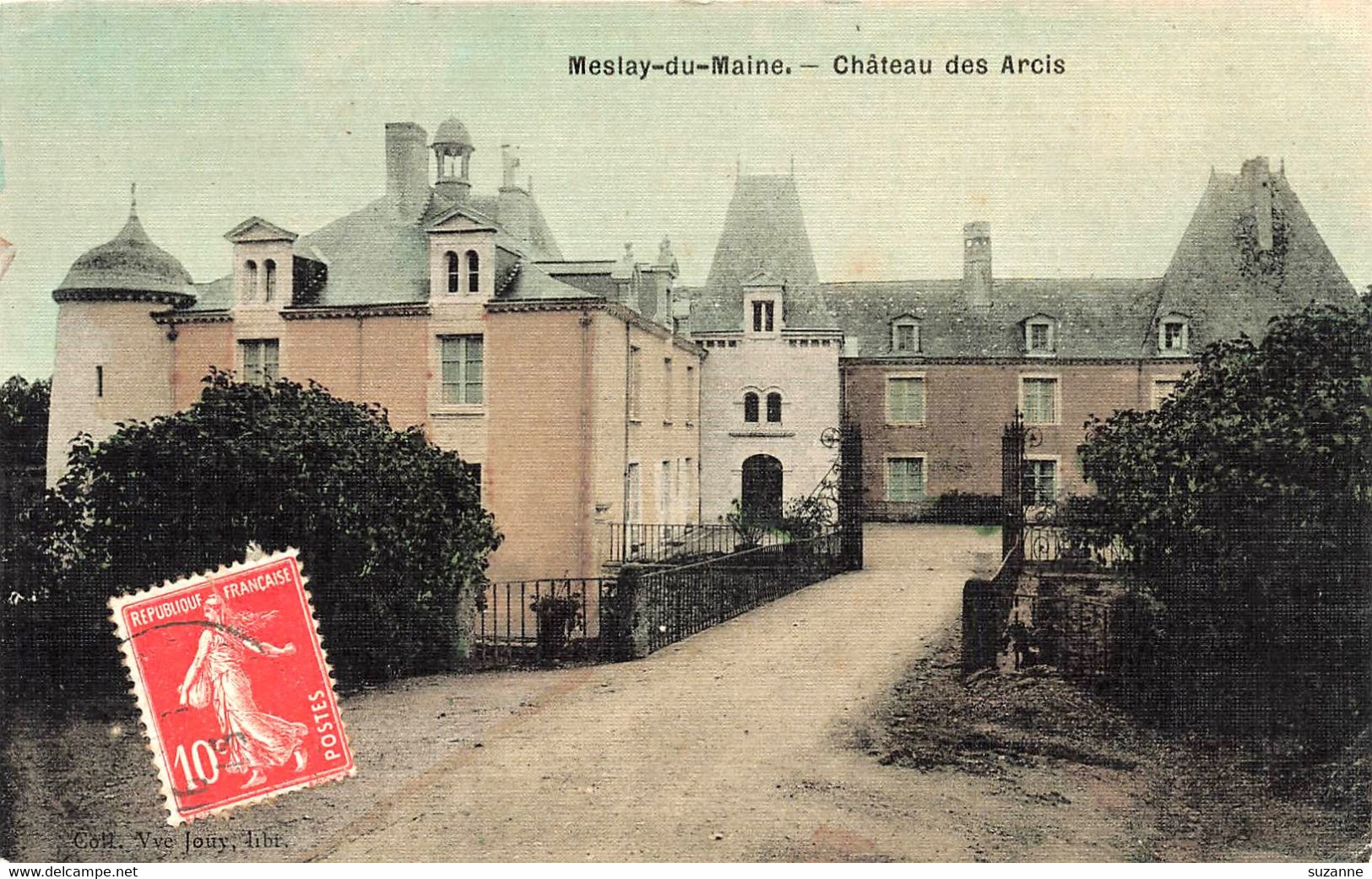 MESLAY Du MAINE - Château Des Arcis - Carte Colorisée Genre Toilée - Vente Directe X - Meslay Du Maine