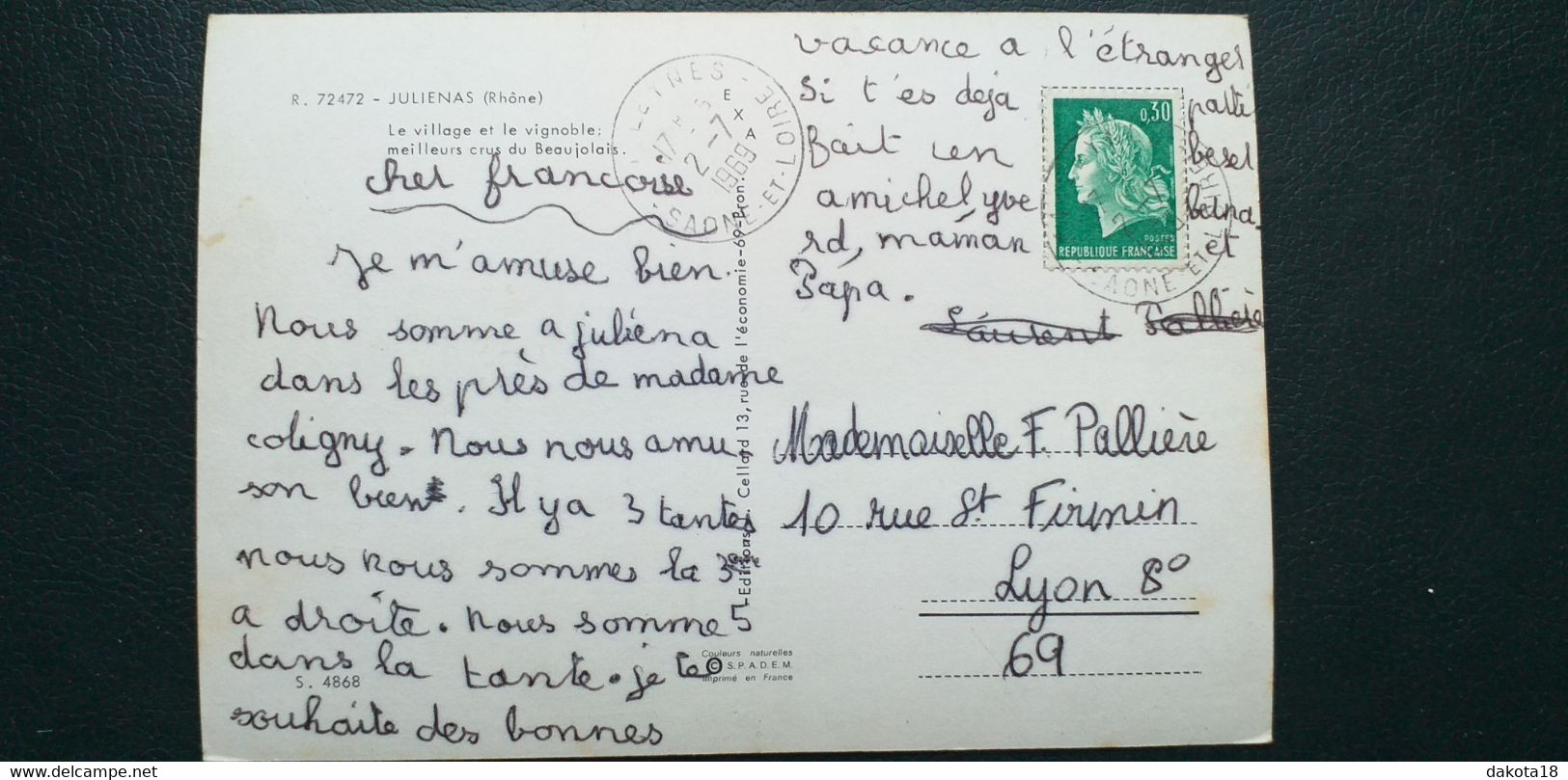 69 ,Juliénas ,vue Générale En 1969              ......cpsm.....gf - Julienas