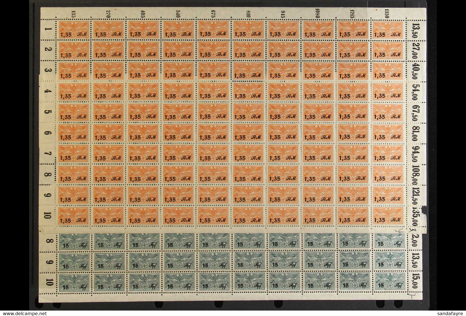 REVENUE STAMPS WORKER'S HOLIDAY SAVING STAMPS 1930's 15pf, 1.35m, 1.65m, 2.15m And 2.50m Values, Each Never Hinged Mint  - Other & Unclassified