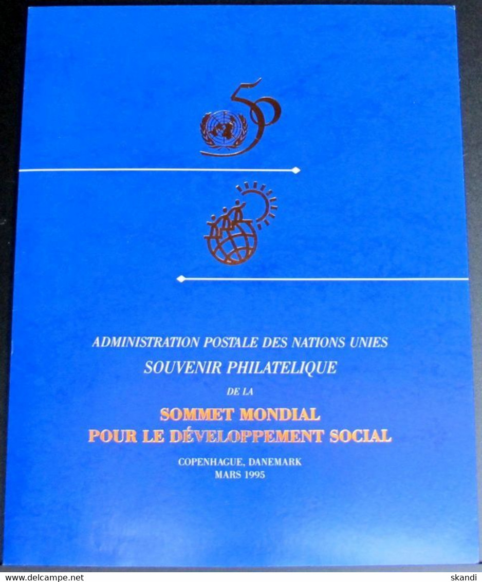 UNO GENF 1995 Souvenir Folder - Souvenir Philatelique Pour Le Developpement Social 1995 Kopenhagen Dänemark - Brieven En Documenten