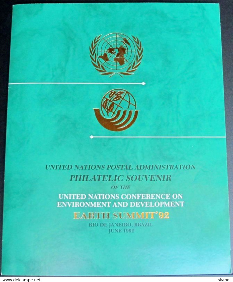 UNO NEW YORK 1992 Souvenir Folder - Philatelic Souvenir Of Earth Summit 1992 Rio De Janeiro Brasilien - Lettres & Documents