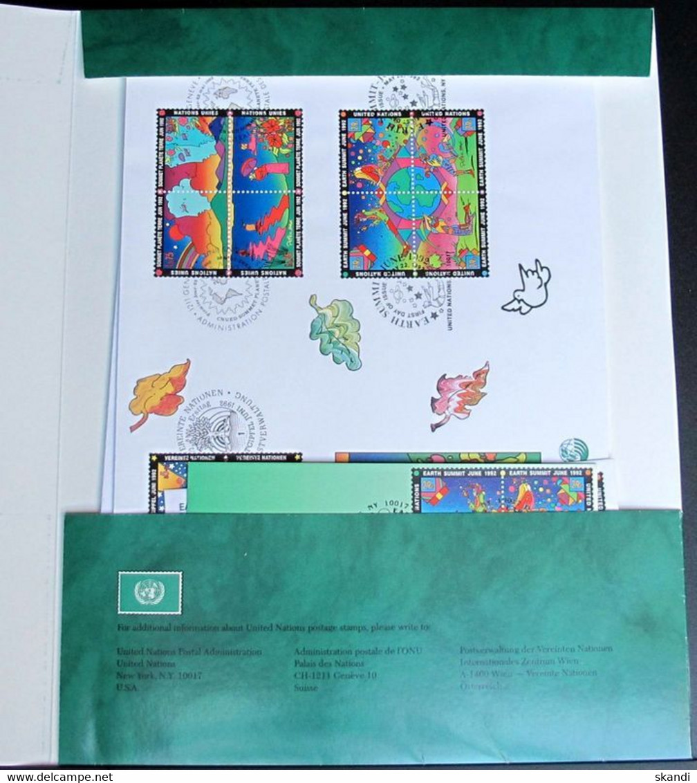 UNO NEW YORK 1992 Souvenir Folder - Philatelic Souvenir Of Earth Summit 1992 Rio De Janeiro Brasilien - Lettres & Documents