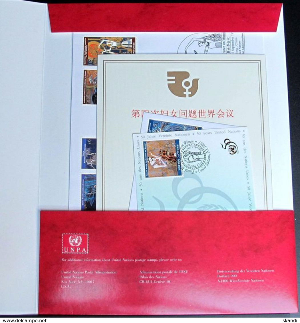 UNO NEW YORK 1995 Souvenir Folder - Philatelic Souvenir Of The Conference Of Women 1995 Beijing China - Lettres & Documents