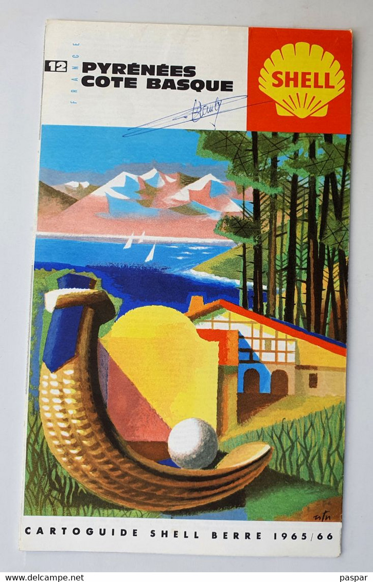 Cartoguide SHELL BERRE-FRANCE Pyrénées Côte Basque 1965/1966 (n°12) - Cartes Routières