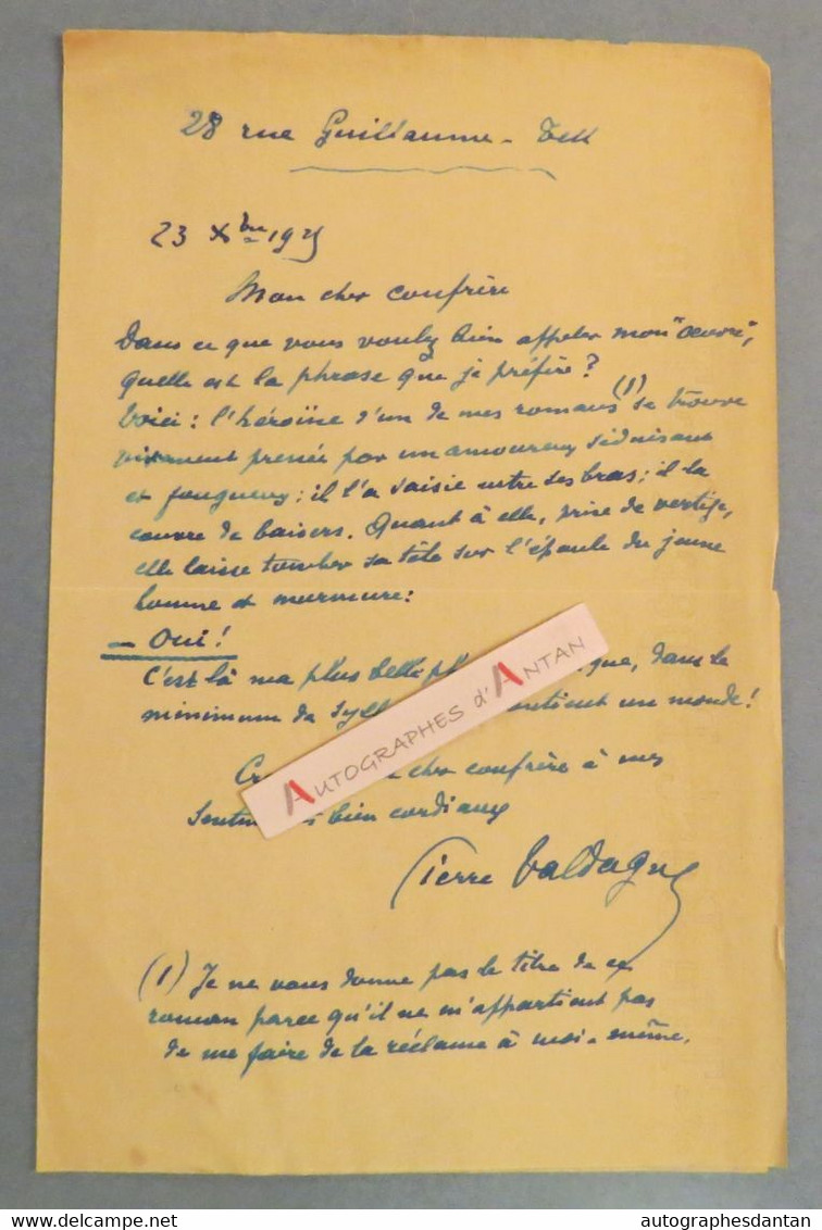 ● L.A.S 1925 Pierre VALDAGNE - écrivain Auteur Dramatique - Lettre Autographe à Léon Treich - Schriftsteller