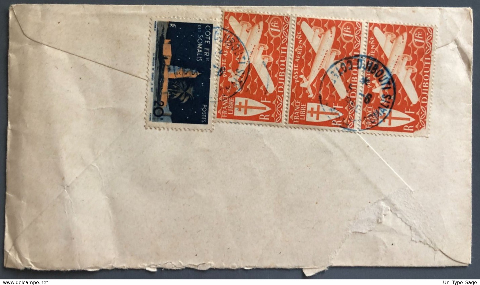 Côte Française Des Somalis, Divers (timbres Au Verso) Sur Enveloppe De DJIBOUTI 15.6.1950 - (W1338) - Covers & Documents
