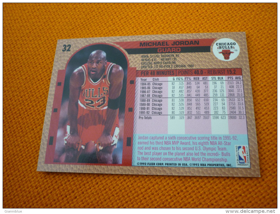 Michael Jordan Chicago Bulls NBA Basket Basketball Card Fleer 92-93 No 32 - 1990-1999