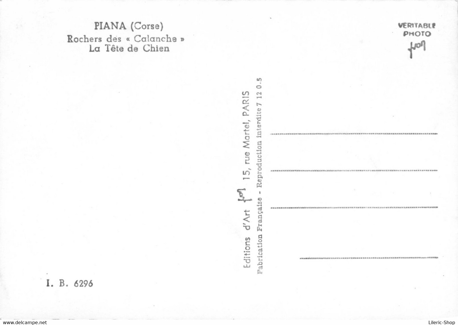 [20] [2A] PIANA - Rochers Des « Calanche » La Tête De Chien  Cpsm ± 1960 ♥♥♥ - Autres & Non Classés