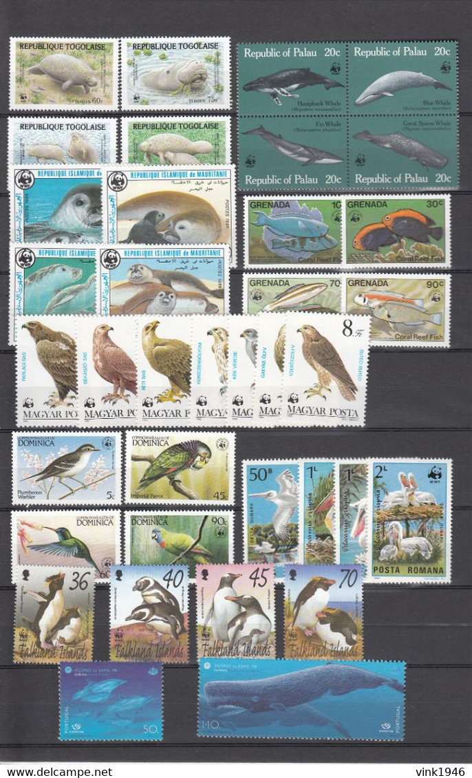 WWF, HUGE Collection,birds,elephants,crocodyles,fish,whales,dolpins,monkeys,snakes,32 ScansMNH/Postfris(C760) - Collezioni & Lotti