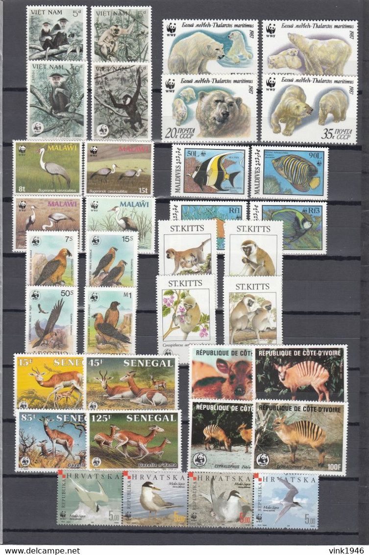 WWF, HUGE Collection,birds,elephants,crocodyles,fish,whales,dolpins,monkeys,snakes,32 ScansMNH/Postfris(C760) - Verzamelingen & Reeksen