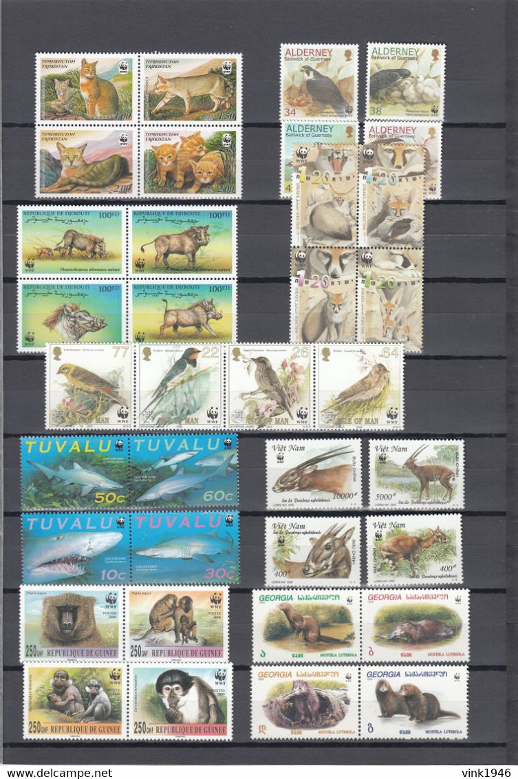 WWF, HUGE collection,birds,elephants,crocodyles,fish,whales,dolpins,monkeys,snakes,32 scansMNH/Postfris(C760)