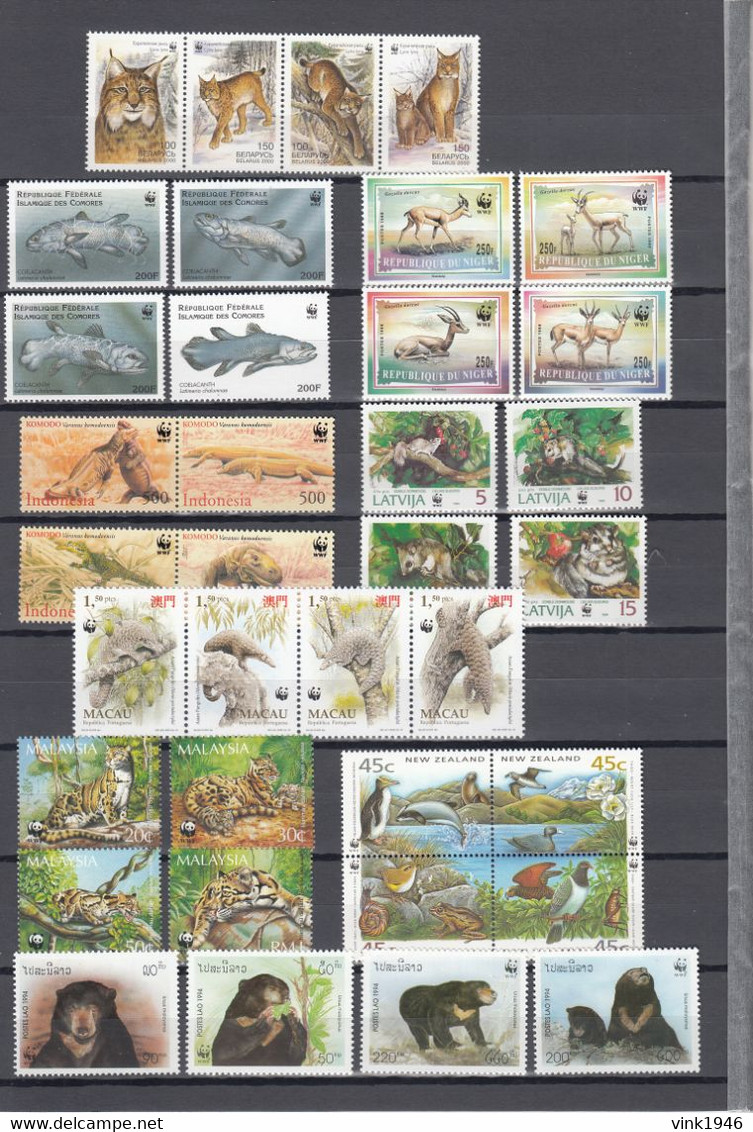 WWF, HUGE collection,birds,elephants,crocodyles,fish,whales,dolpins,monkeys,snakes,32 scansMNH/Postfris(C760)