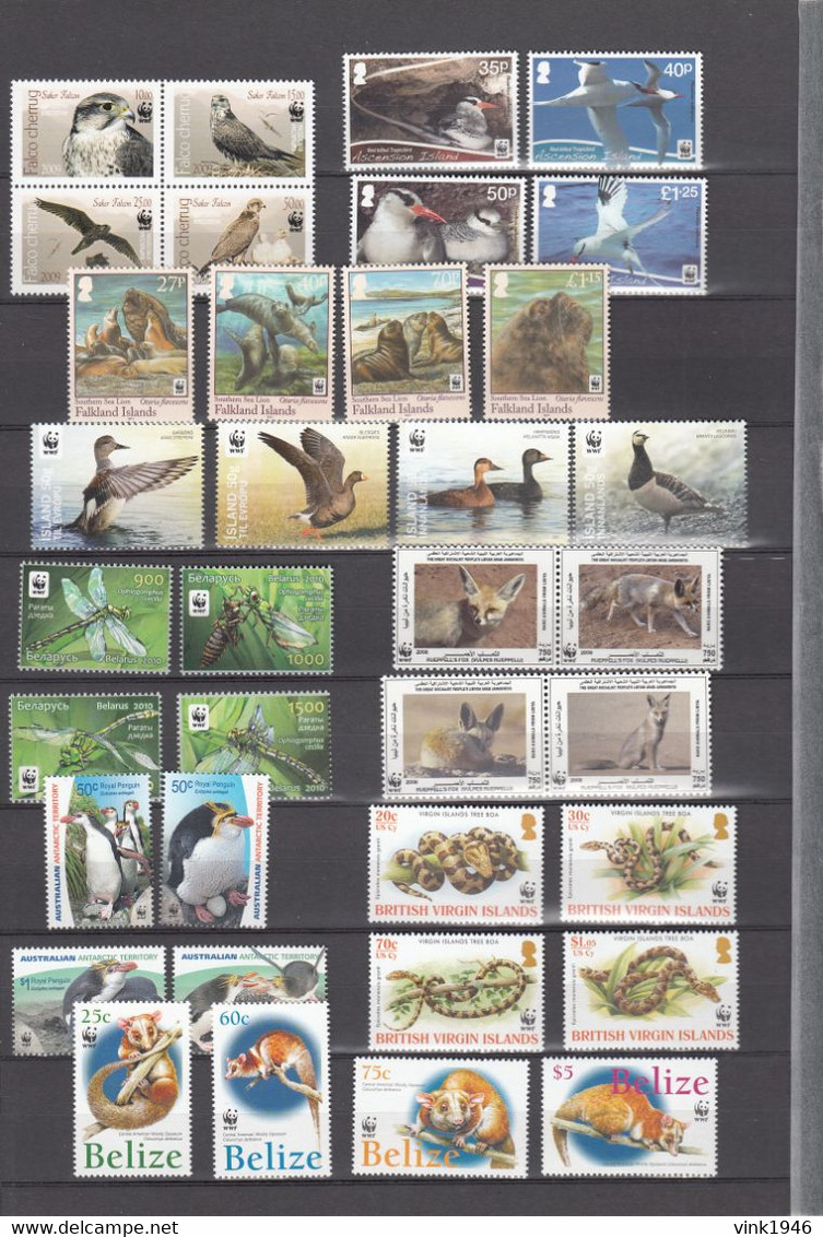 WWF, HUGE collection,birds,elephants,crocodyles,fish,whales,dolpins,monkeys,snakes,32 scansMNH/Postfris(C760)