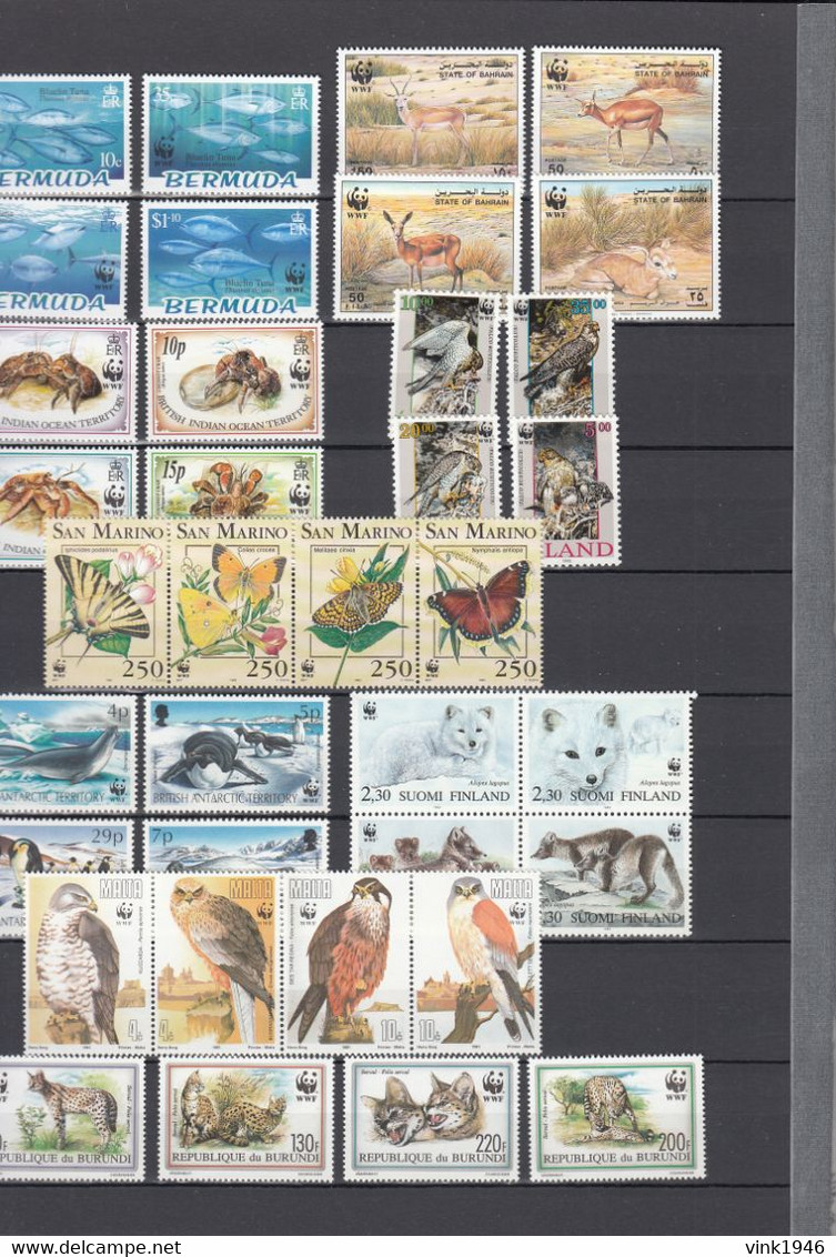 WWF, HUGE collection,birds,elephants,crocodyles,fish,whales,dolpins,monkeys,snakes,32 scansMNH/Postfris(C760)