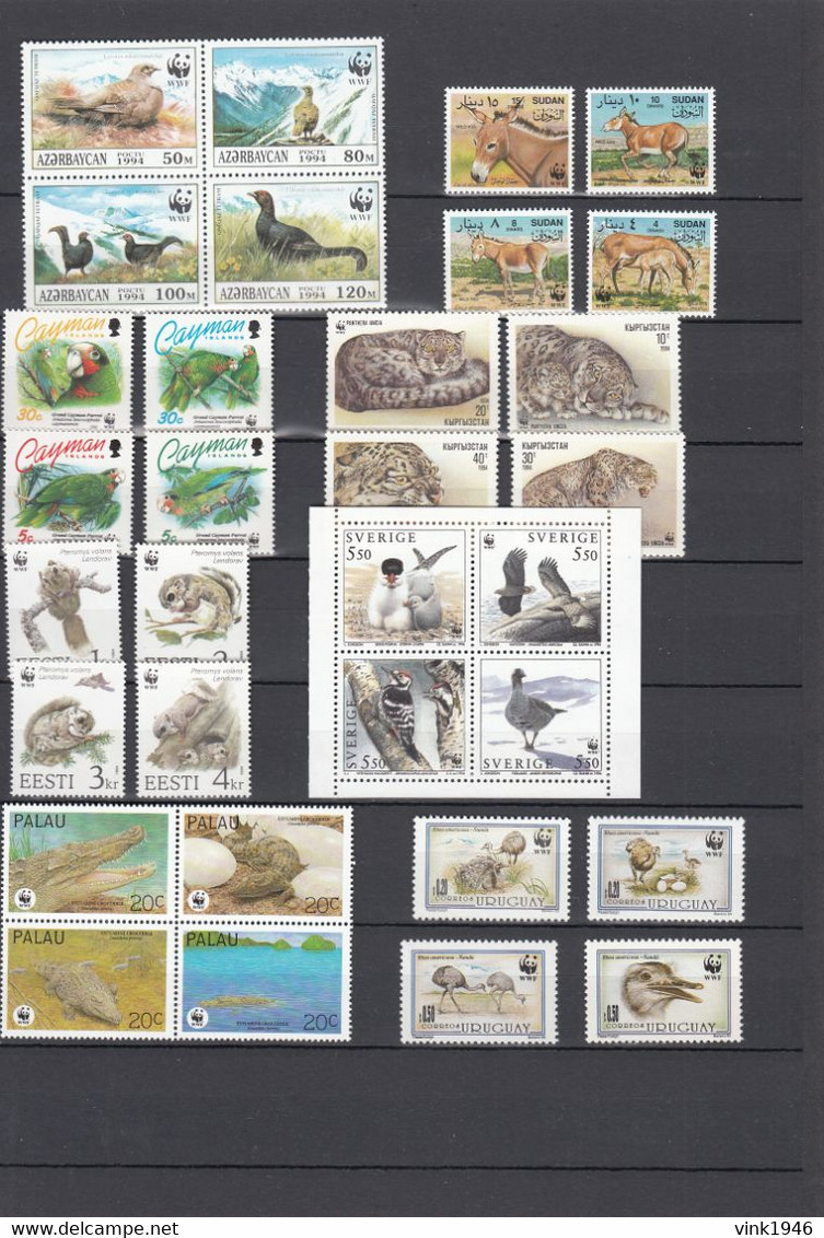 WWF, HUGE collection,birds,elephants,crocodyles,fish,whales,dolpins,monkeys,snakes,32 scansMNH/Postfris(C760)