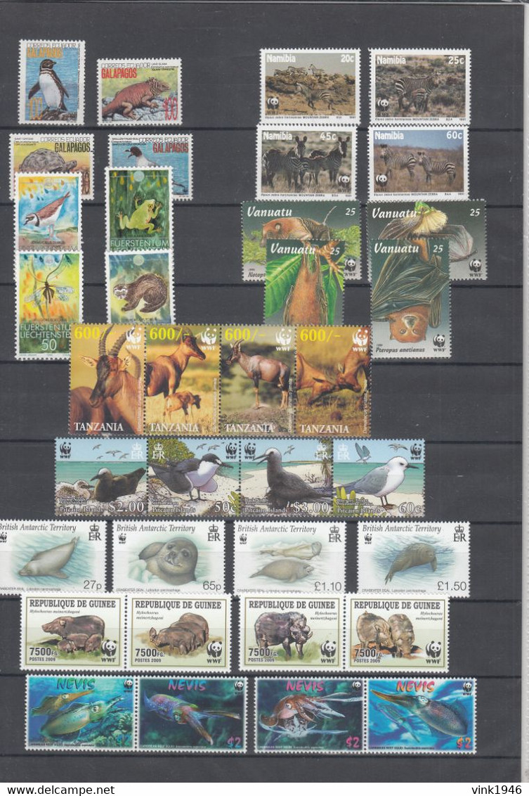 WWF, HUGE collection,birds,elephants,crocodyles,fish,whales,dolpins,monkeys,snakes,32 scansMNH/Postfris(C760)