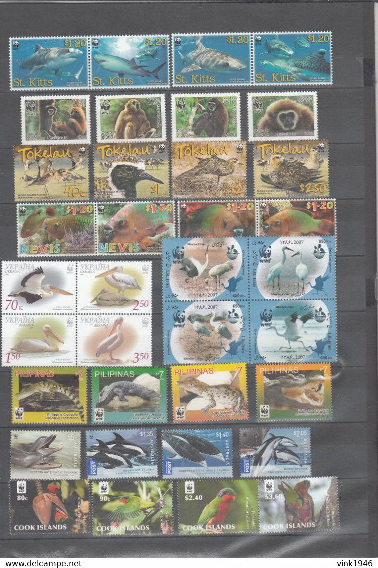 WWF, HUGE collection,birds,elephants,crocodyles,fish,whales,dolpins,monkeys,snakes,32 scansMNH/Postfris(C760)