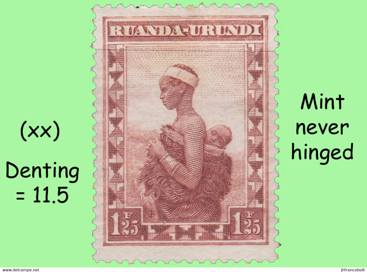 1931 ** RUANDA-URUNDI = RU 100 MNH - ETHNIC SET WOMAN WITH CHILD ( BLOCK X 4 STAMPS WITH ORIGINAL GUM + PAGE BORDER ) - Unused Stamps