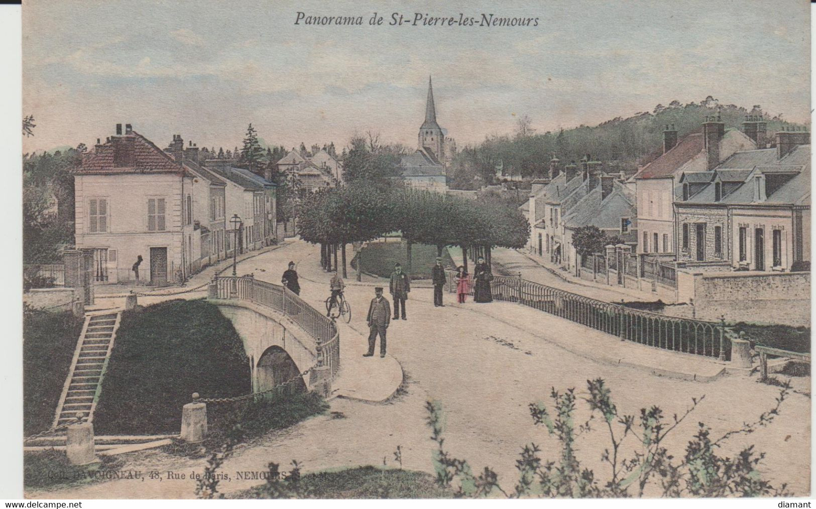 SAINT PIERRE LES NEMOURS (77) - Panorama (colorisée) - état Correct - Saint Pierre Les Nemours