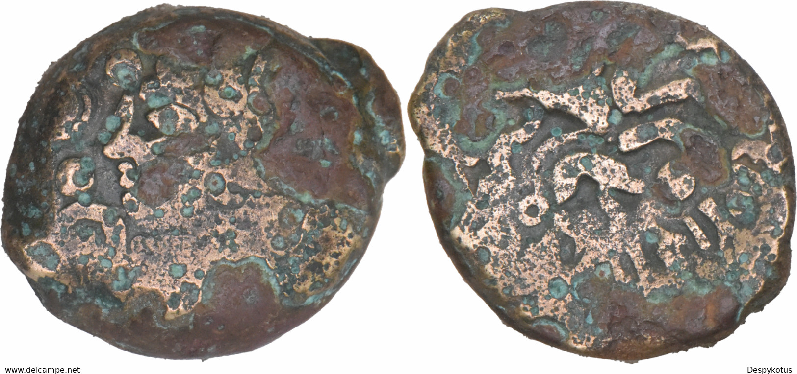 Gaule - Bronze Suessiones - Tète à G. Et Annelets - Cheval Et Sanglier - LT 7717? - 09-234 - Gauloises