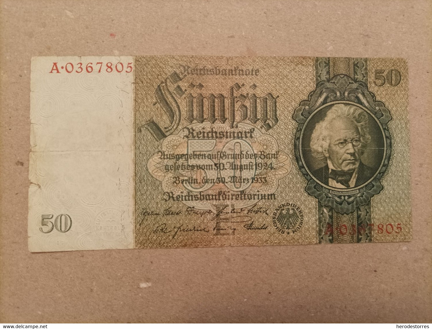 Billete De Alemania De 50 Reich Año 1933, Seria A, Nº Bajo - Te Identificeren