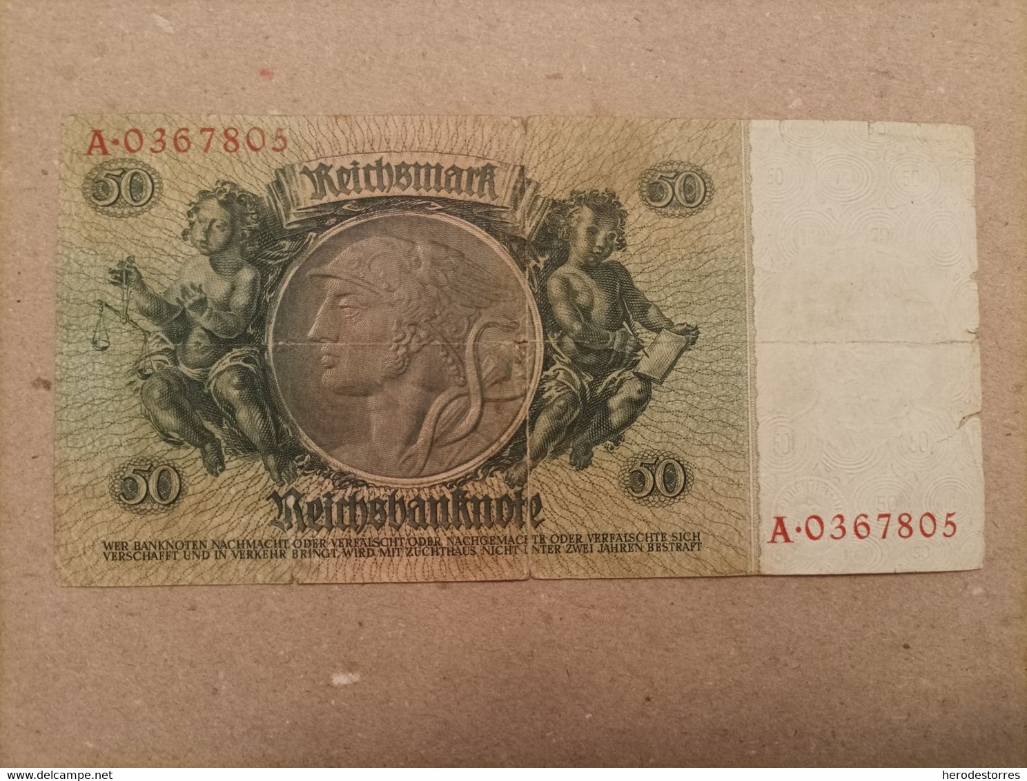 Billete De Alemania De 50 Reich Año 1933, Seria A, Nº Bajo - Zu Identifizieren