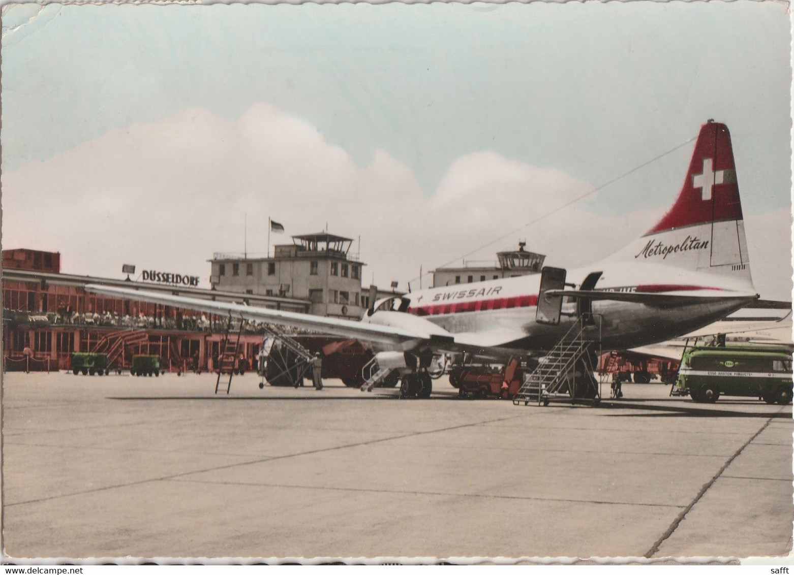 AK Flughafen Düsseldorf Mit Swissair-Maschine 1962 - Vliegvelden