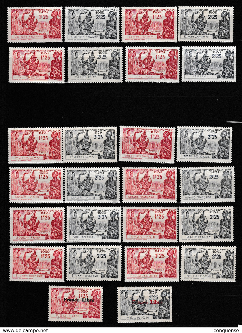 ESPOSICION  INTERNACIONAL  DE  NEW  YORK. 1939  * MN ** MNH  LAS  4  SERIES  PRIMERAS CHARNELA-  LAS  9  RESTANTES-SIN - 1939 Exposition Internationale De New-York