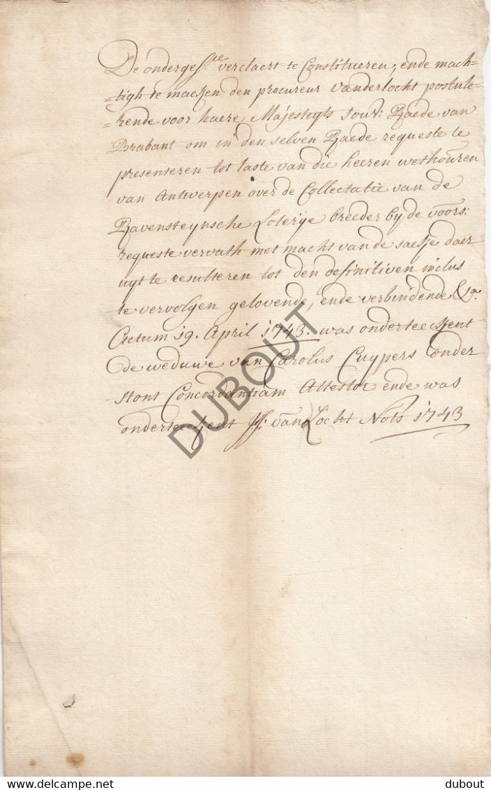 Brussel/Antwerpen/Ravenstein - Loterij/Loterie - Dossier proces Ravensteinse Loterij ±1740 - 1743 (V1841)