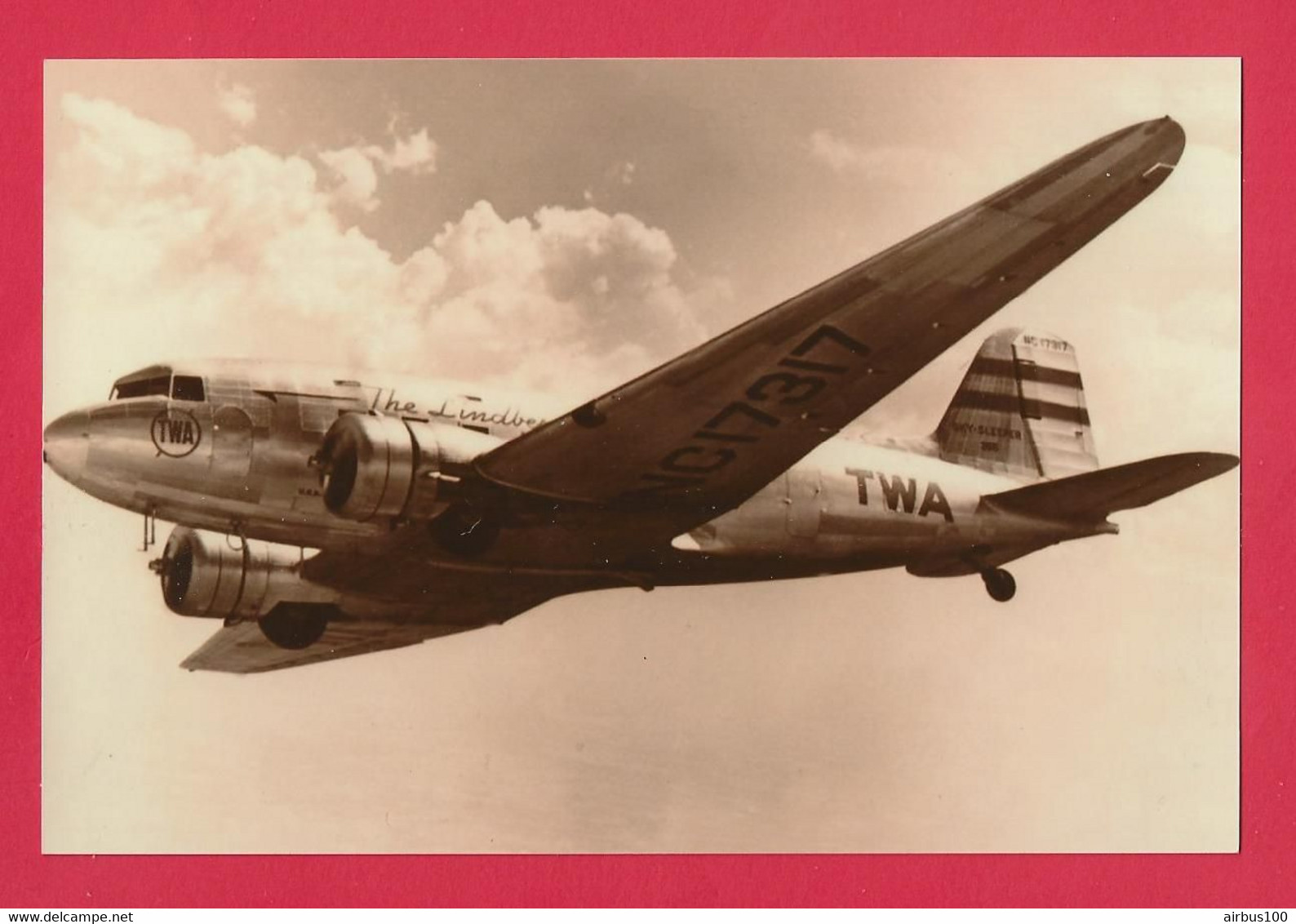 BELLE PHOTO REPRODUCTION AVION PLANE FLUGZEUG - TWA DOUGLAS DC3 THE LINDBERGH LINE - DC 3 - Aviación